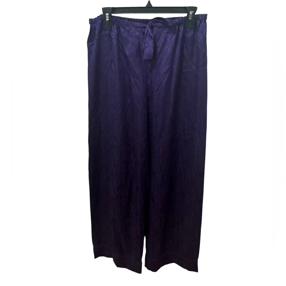 Oscar De La Renta Pink Label Purple Satin Pajama Set Size Large